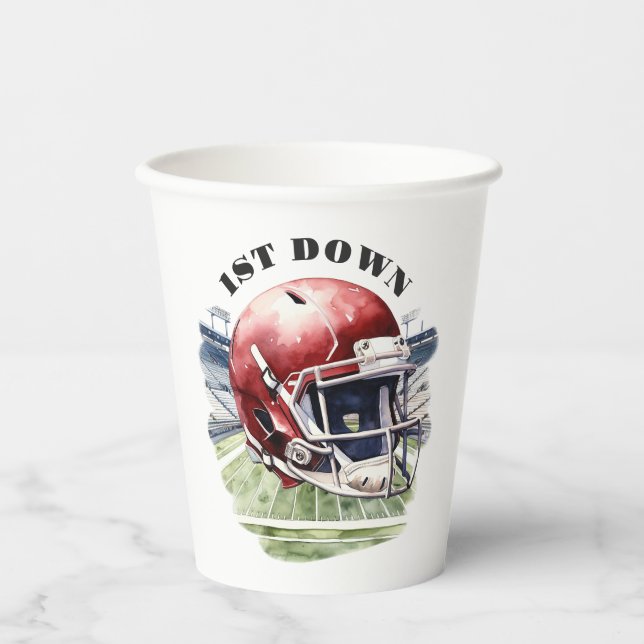 1st Birthday Down Football Paper Cups (Front)