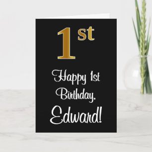 1st Birthday ~ Elegant Luxurious Faux Gold Look # Card
