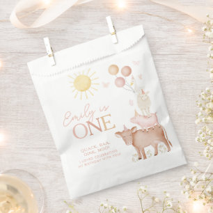 1st Birthday Farm Animals Barnyard Party Girls Favour Bag