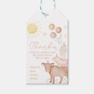 1st Birthday Farm Animals Party Girls Favor Tags