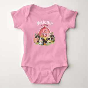 1st Birthday Farm barnyard cute animals, I’m ONE Baby Bodysuit