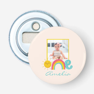 1st Birthday Favor Custom Photo & Name Rainbow One Bottle Opener