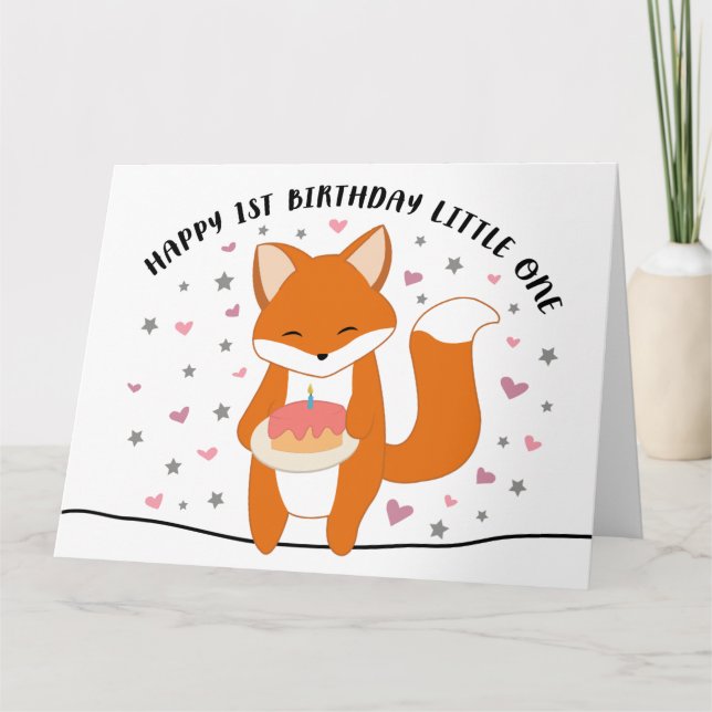 1st Birthday Fox Card (Front)