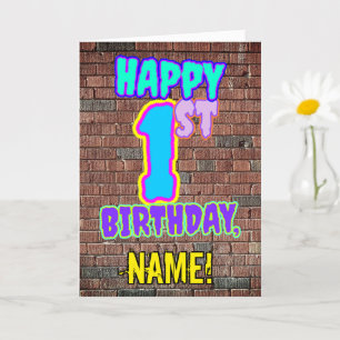 1st Birthday - Fun, Urban Graffiti Inspired Look C Card