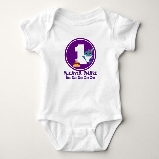 1st Birthday Girl Baby Shark Tee (Front)