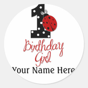 1st Birthday Girl - Lady Bug - 1 - Ladybug Classic Round Sticker