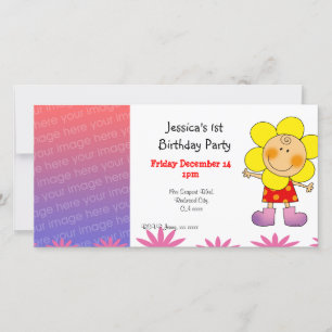 1st birthday girl party invitations (flower girl)