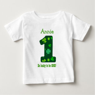 1st Birthday Girl Shamrock Number Custom Name V12 Baby T-Shirt