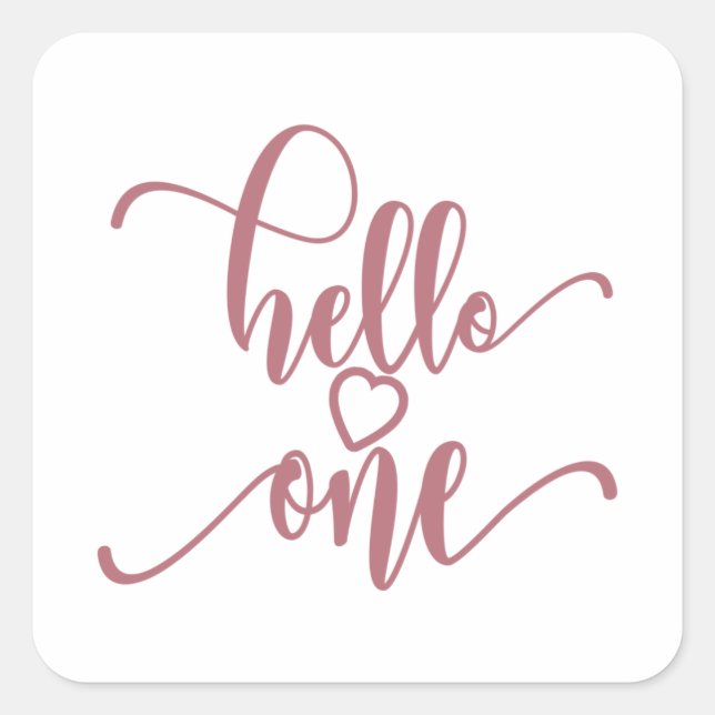 1st Birthday Girls Hello One Cute 1 Year Old Baby Square Sticker (Front)