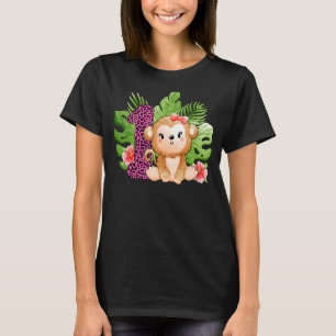 1st Birthday Girls Monkeys 1 Years Old Safari Anim T-Shirt