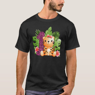 1st Birthday Girls Tiger 1 Years Old Safari Animal T-Shirt