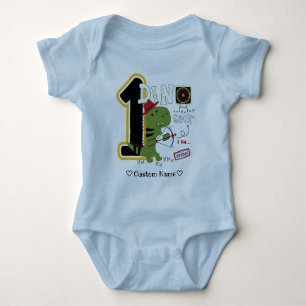 1st birthday GREN DINO First Birthday Baby Bodysuit