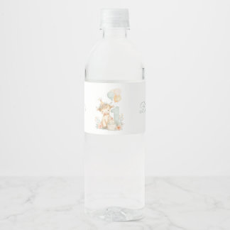 1st birthday Highland Cow Water Bottle Label