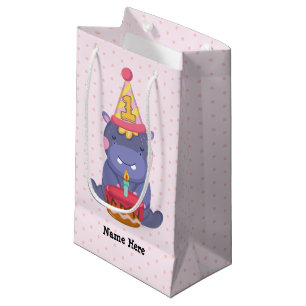 1st Birthday Hippo Small Gift Bag