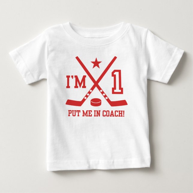 1st Birthday Hockey Baby T-Shirt (Front)