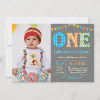 1st Birthday Invitation. Boy First Birthday Photo