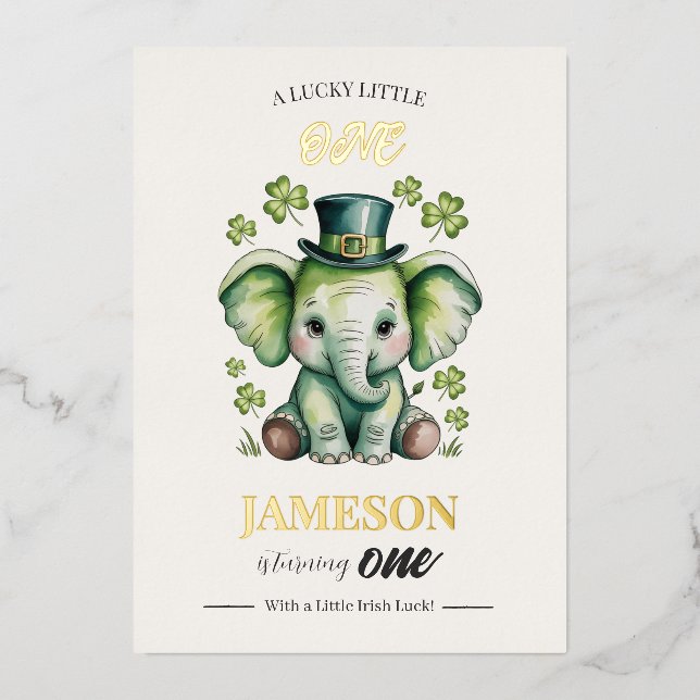 1st Birthday Invitation | Foil St. Patrick's Card (Recto)