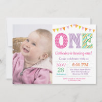 1st Birthday Invitation. Girl First Birthday Photo