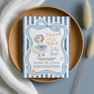 1st Birthday Invitation, Silly Goose Birthday Invitation