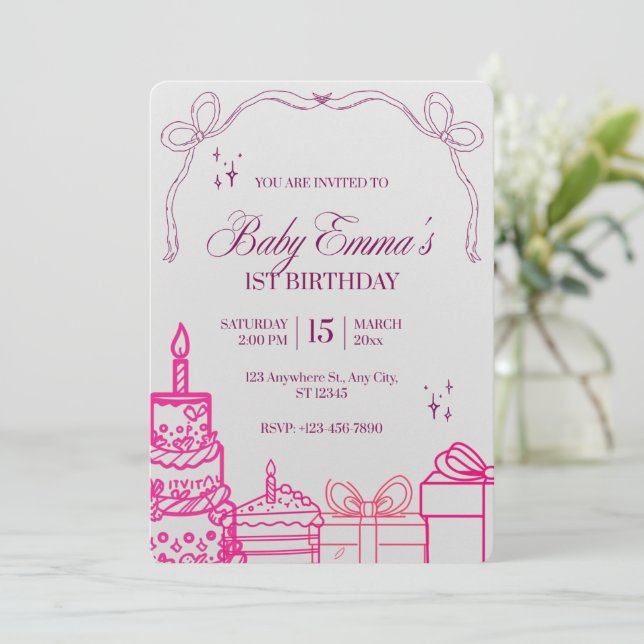 1st Birthday Invitations (Standing Front)