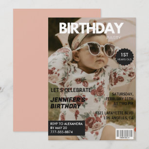1st birthday invitations Girl Magazine Cover