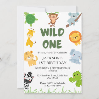 1st birthday invitations kids whimsical wild one