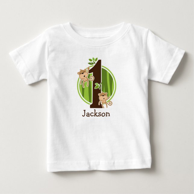 1st Birthday Jungle Monkeys Tshirt (Front)