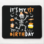 1st birthday kids funny skeleton 1st birthday mouse pad<br><div class="desc">1st birthday kids funny skeleton 1st birthday halloween boys</div>