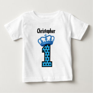 1st Birthday King Crown Stripes One Year Old 6 Baby T-Shirt