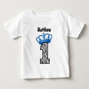 1st Birthday King Crown Zebra One Year Old 4 Baby T-Shirt