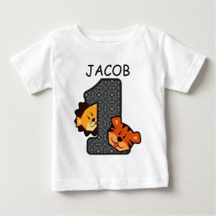 1st Birthday Leopard Tiger and Lion 1 Year Old A1 Baby T-Shirt