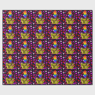 1st Birthday: Loving Hearts Pattern, Rainbow # 1 Wrapping Paper