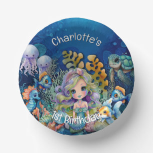 1st Birthday Mermaid Party Paper Plate