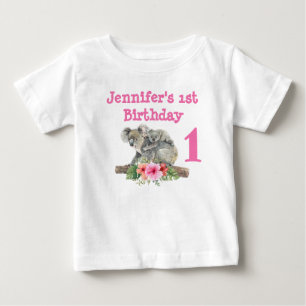 1st Birthday Mom & Baby Koala Bears Watercolor T-Shirt