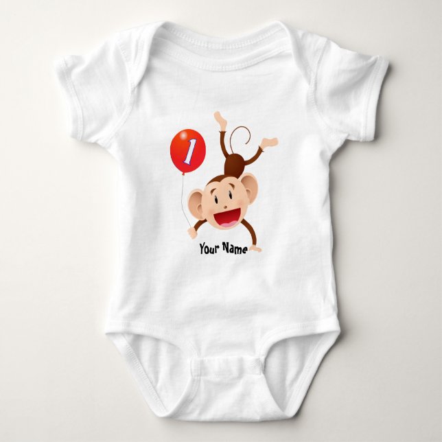 1st Birthday Monkey Customize Baby Bodysuit (Front)