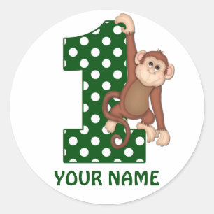 1st Birthday Monkey Personalized Sticker