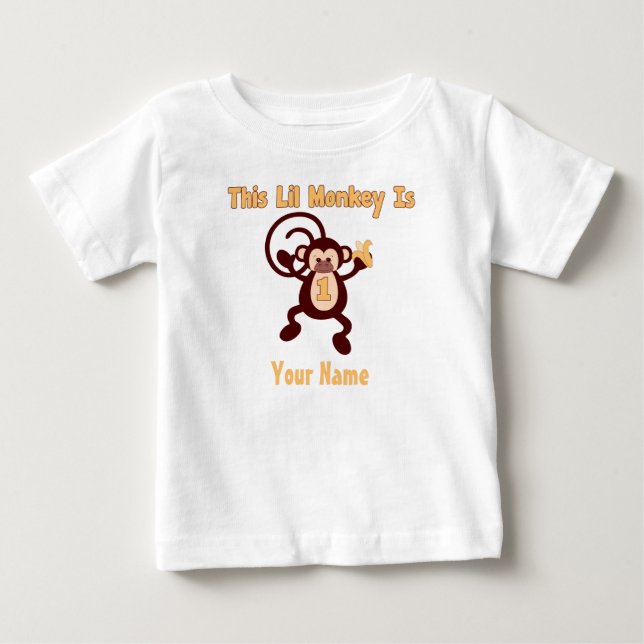 1st Birthday Monkey Personalized T-shirt (Front)