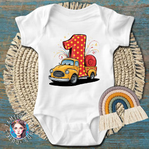 1st Birthday Monster Truck Baby Bodysuit