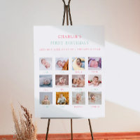 1St Birthday Monthly Photo Sign Rainbow 