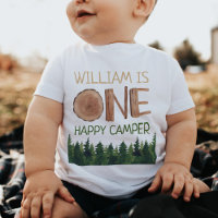 1st Birthday Name Watercolor One Happy Camper 