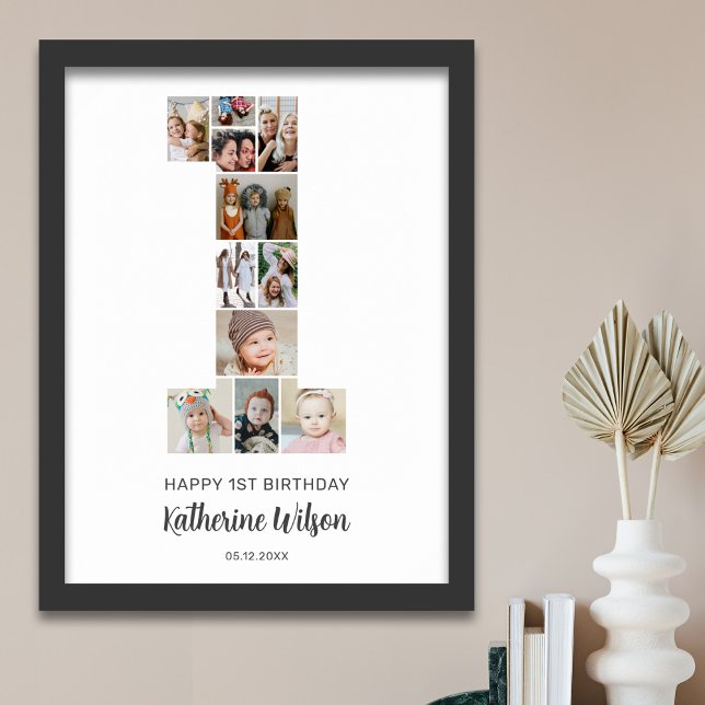 1st Birthday Number 1 Photo Collage Custom Picture Poster (Creator Uploaded)
