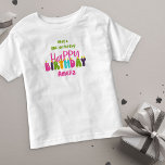 1st Birthday One-derful Day Colourful Candles  Toddler T-shirt<br><div class="desc">1st Birthday shirt which you can personalize for your baby girl's first birthday with her name and your custom text. The wording currently reads "what a one-derful day" and you can edit this if you wish. The design has colourful candles lettered in cute and whimsical, groovy retro typography in pink,...</div>