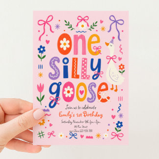 1st Birthday One Silly Goose Invitation