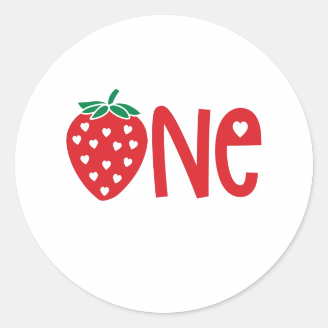 1st Birthday One Strawberry Classic Round Sticker (Front)