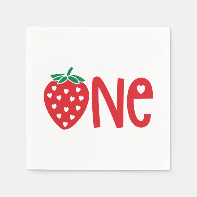 1st Birthday One Strawberry  Napkin (Front)