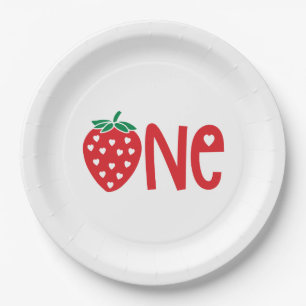 1st Birthday One Strawberry Paper Plate