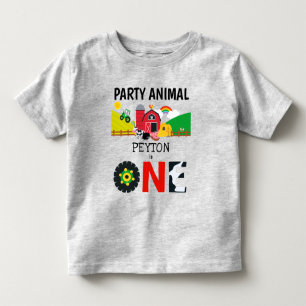 1st Birthday One Year Old Farm Party Animal Toddler T-shirt