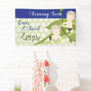1st Birthday or Baby Shower Banner for Twin Boys