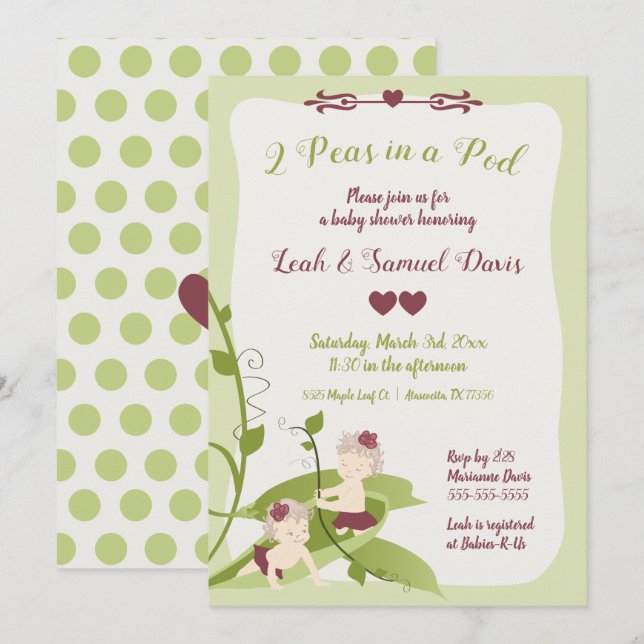 1st Birthday or Baby Shower Invitation (Front/Back)