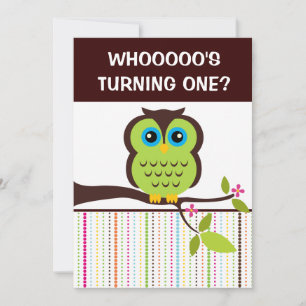 1st Birthday Owl Theme Party Invitations
